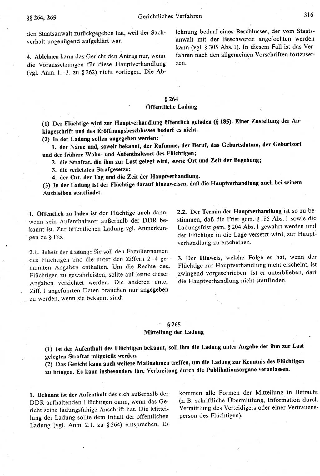 Strafprozeßrecht der DDR [Deutsche Demokratische Republik], Kommentar zur Strafprozeßordnung (StPO) 1987, Seite 316 (Strafprozeßr. DDR Komm. StPO 1987, S. 316)
