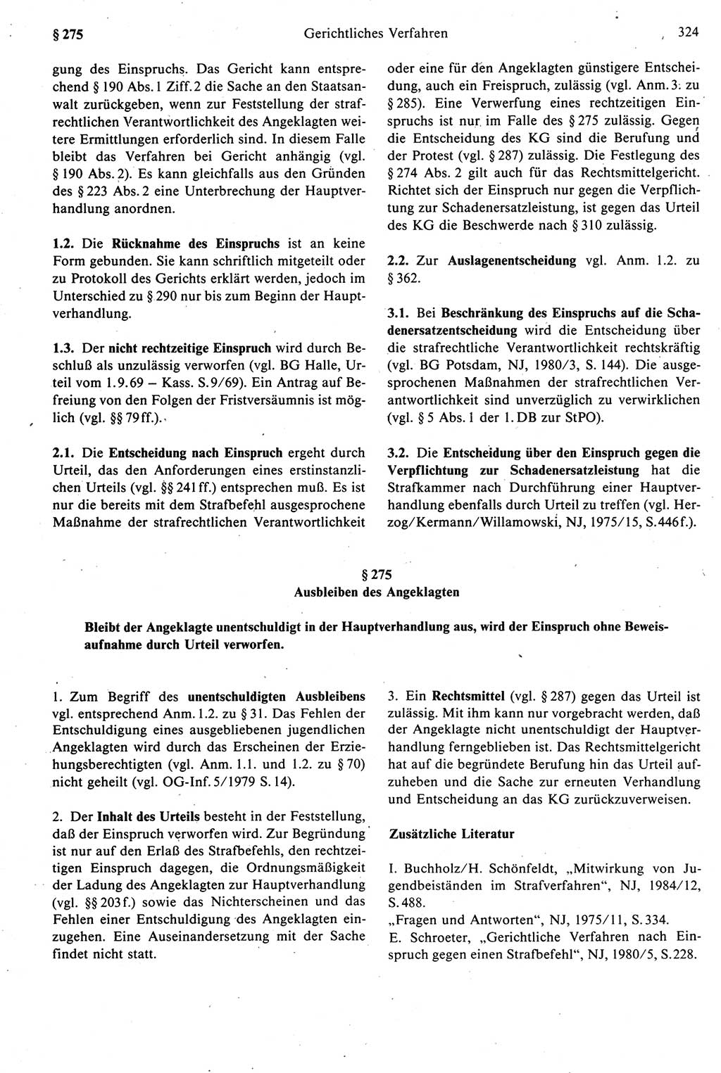 Strafprozeßrecht der DDR [Deutsche Demokratische Republik], Kommentar zur Strafprozeßordnung (StPO) 1987, Seite 324 (Strafprozeßr. DDR Komm. StPO 1987, S. 324)