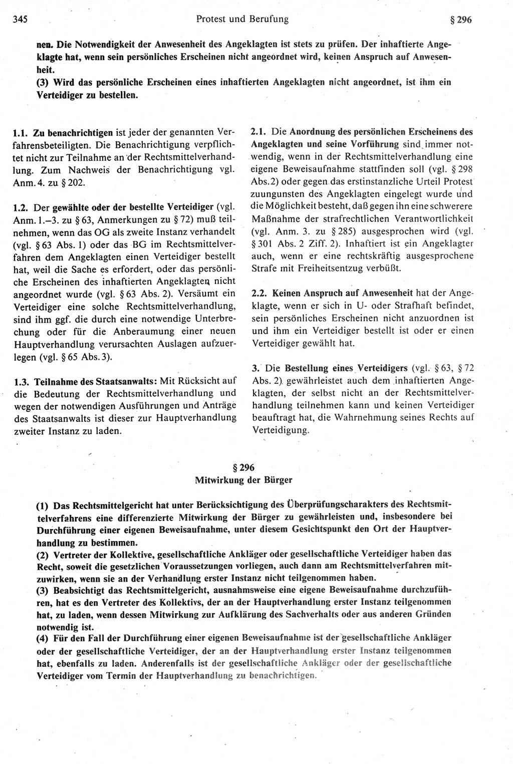 Strafprozeßrecht der DDR [Deutsche Demokratische Republik], Kommentar zur Strafprozeßordnung (StPO) 1987, Seite 345 (Strafprozeßr. DDR Komm. StPO 1987, S. 345)