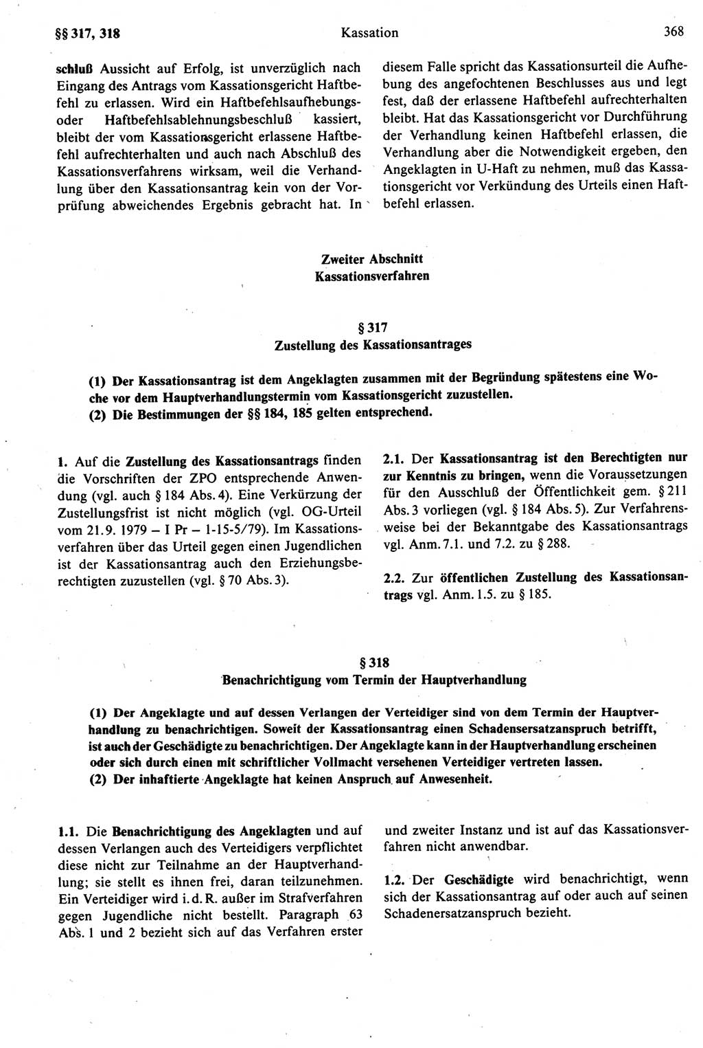 Strafprozeßrecht der DDR [Deutsche Demokratische Republik], Kommentar zur Strafprozeßordnung (StPO) 1987, Seite 368 (Strafprozeßr. DDR Komm. StPO 1987, S. 368)