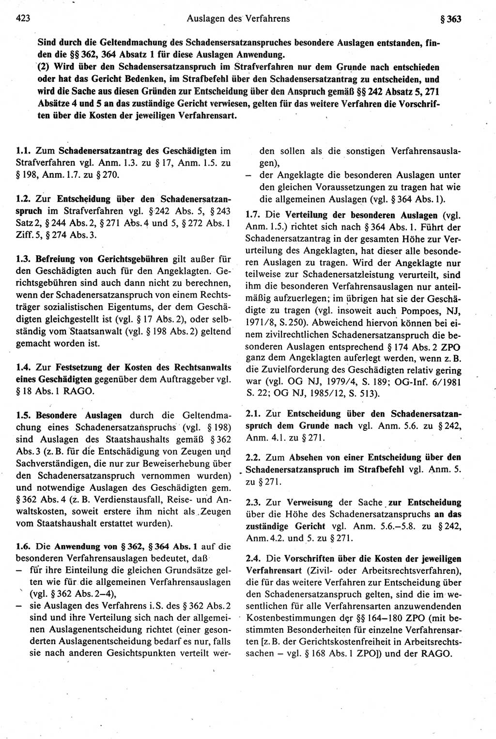 Strafprozeßrecht der DDR [Deutsche Demokratische Republik], Kommentar zur Strafprozeßordnung (StPO) 1987, Seite 423 (Strafprozeßr. DDR Komm. StPO 1987, S. 423)