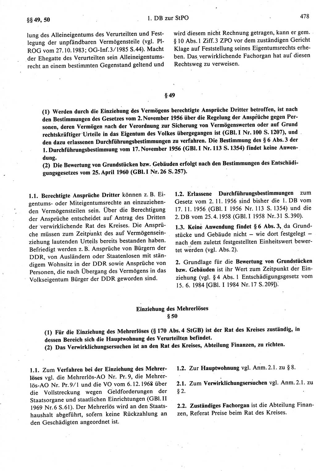 Strafprozeßrecht der DDR [Deutsche Demokratische Republik], Kommentar zur Strafprozeßordnung (StPO) 1987, Seite 478 (Strafprozeßr. DDR Komm. StPO 1987, S. 478)