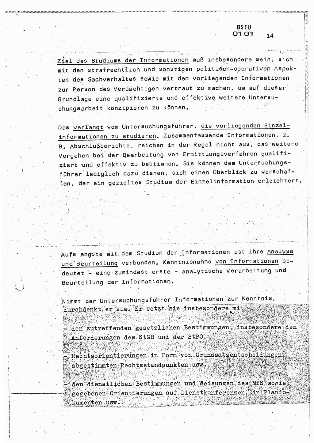 Lektion Ministerium für Staatssicherheit (MfS) [Deutsche Demokratische Republik (DDR)], Hauptabteilung (HA) Ⅸ, Berlin 1987, Seite 14 (Lekt. Pln. Bearb. EV MfS DDR HA Ⅸ /87 1987, S. 14)