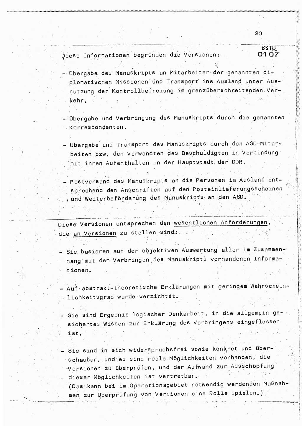 Lektion Ministerium für Staatssicherheit (MfS) [Deutsche Demokratische Republik (DDR)], Hauptabteilung (HA) Ⅸ, Berlin 1987, Seite 20 (Lekt. Pln. Bearb. EV MfS DDR HA Ⅸ /87 1987, S. 20)