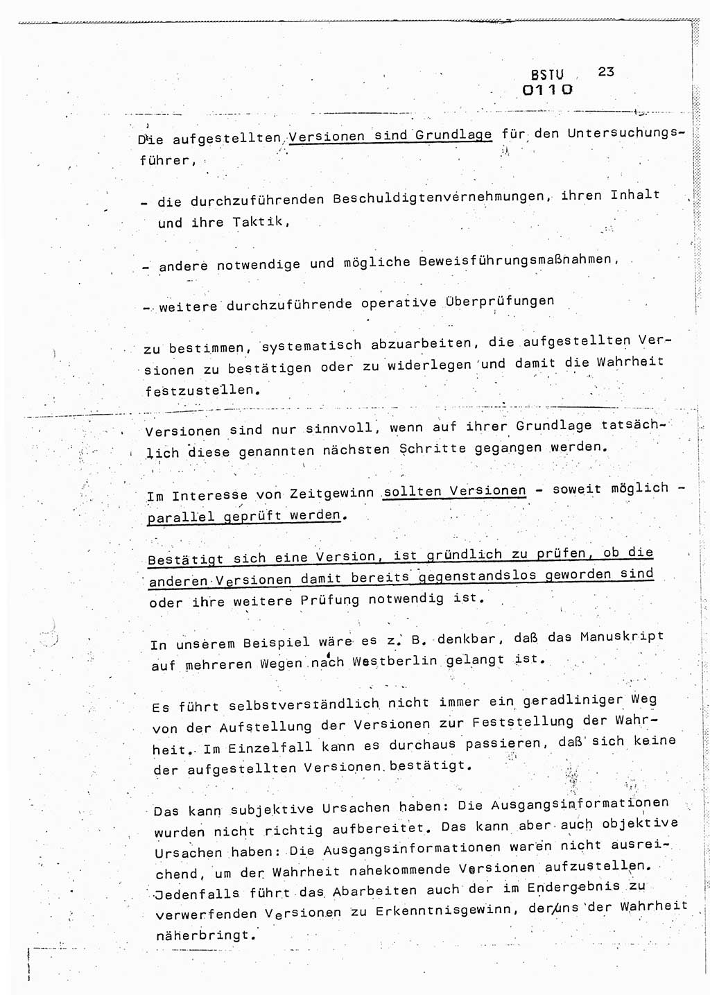 Lektion Ministerium für Staatssicherheit (MfS) [Deutsche Demokratische Republik (DDR)], Hauptabteilung (HA) Ⅸ, Berlin 1987, Seite 23 (Lekt. Pln. Bearb. EV MfS DDR HA Ⅸ /87 1987, S. 23)