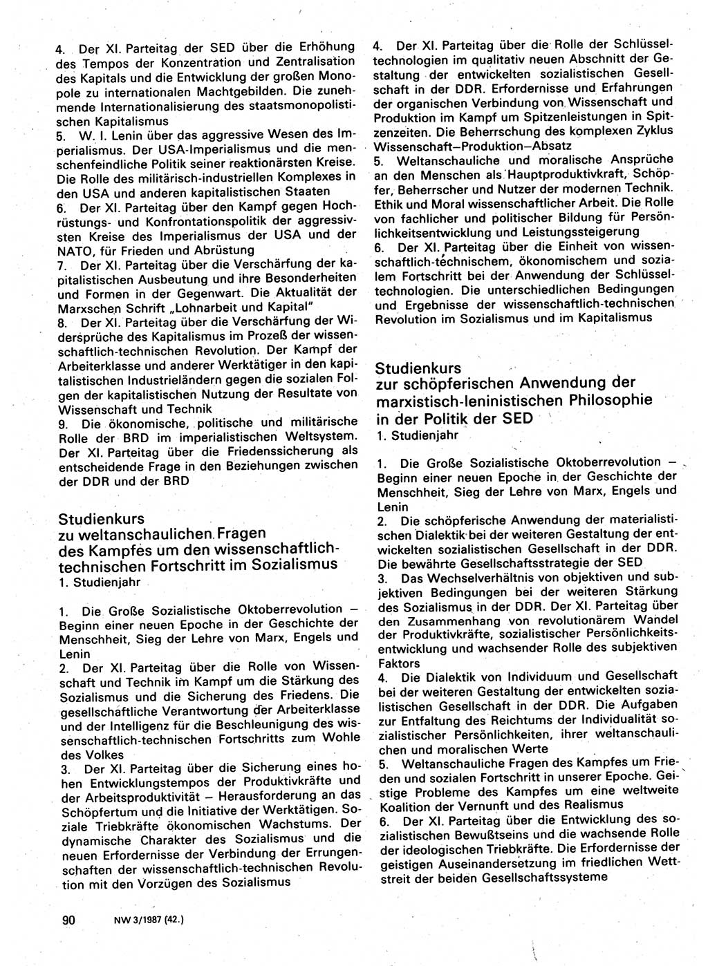 Neuer Weg (NW), Organ des Zentralkomitees (ZK) der SED (Sozialistische Einheitspartei Deutschlands) für Fragen des Parteilebens, 42. Jahrgang [Deutsche Demokratische Republik (DDR)] 1987, Seite 90 (NW ZK SED DDR 1987, S. 90)