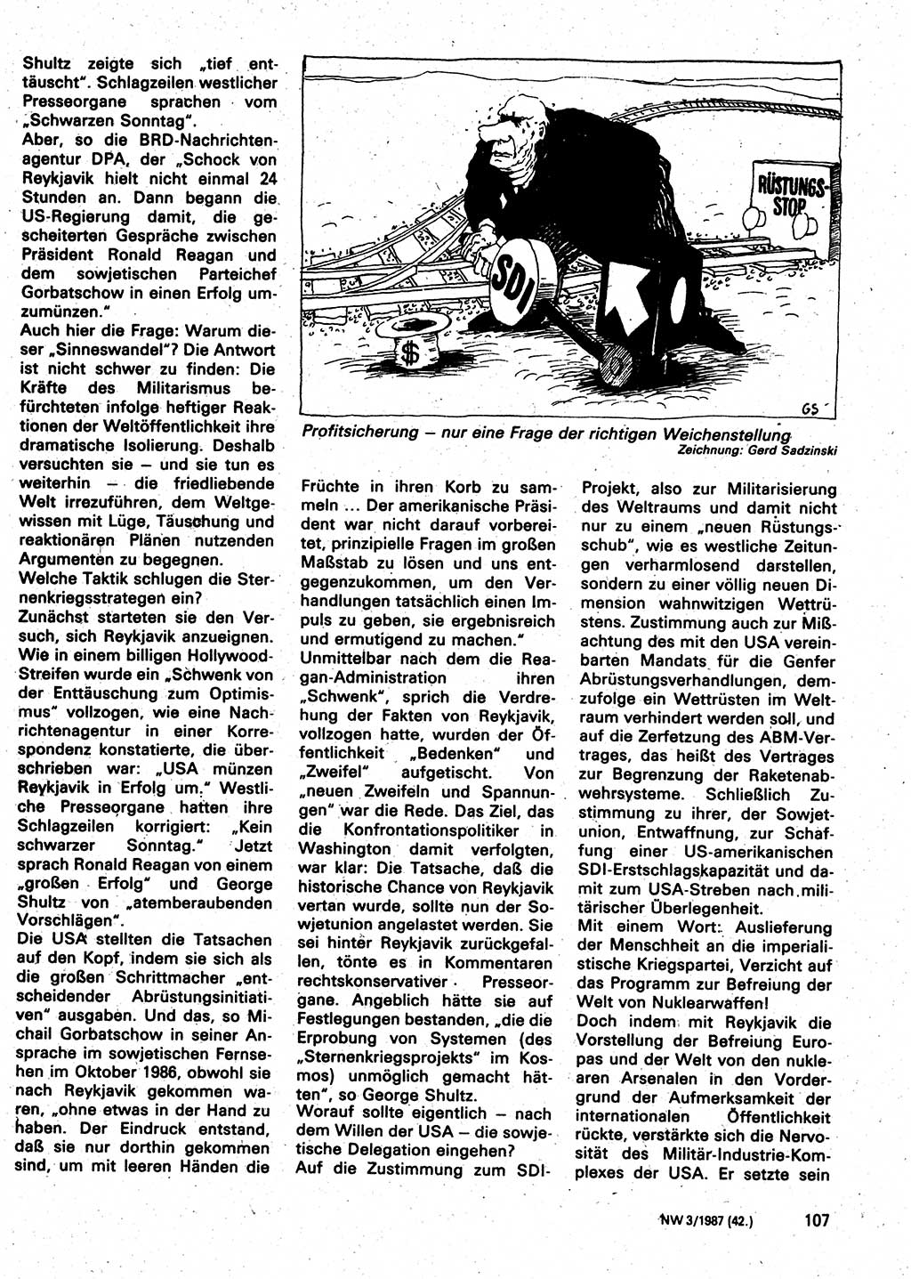 Neuer Weg (NW), Organ des Zentralkomitees (ZK) der SED (Sozialistische Einheitspartei Deutschlands) für Fragen des Parteilebens, 42. Jahrgang [Deutsche Demokratische Republik (DDR)] 1987, Seite 107 (NW ZK SED DDR 1987, S. 107)