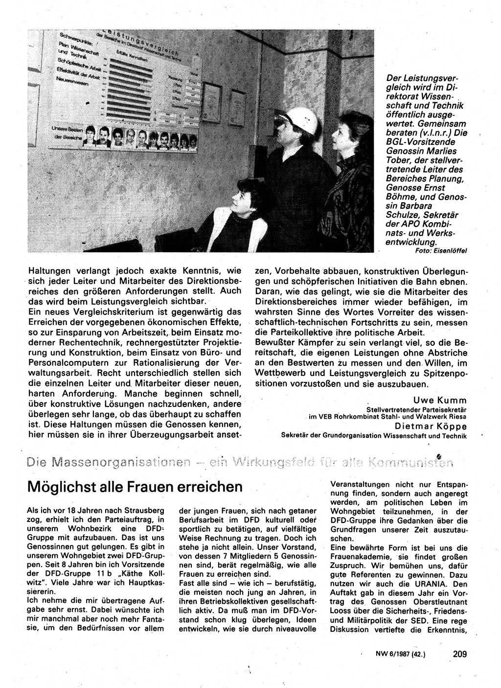 Neuer Weg (NW), Organ des Zentralkomitees (ZK) der SED (Sozialistische Einheitspartei Deutschlands) für Fragen des Parteilebens, 42. Jahrgang [Deutsche Demokratische Republik (DDR)] 1987, Seite 209 (NW ZK SED DDR 1987, S. 209)