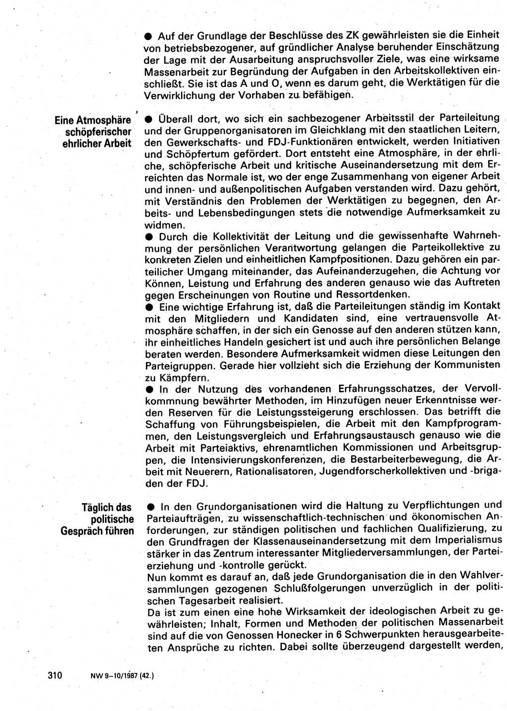 Neuer Weg (NW), Organ des Zentralkomitees (ZK) der SED (Sozialistische Einheitspartei Deutschlands) für Fragen des Parteilebens, 42. Jahrgang [Deutsche Demokratische Republik (DDR)] 1987, Seite 310 (NW ZK SED DDR 1987, S. 310)