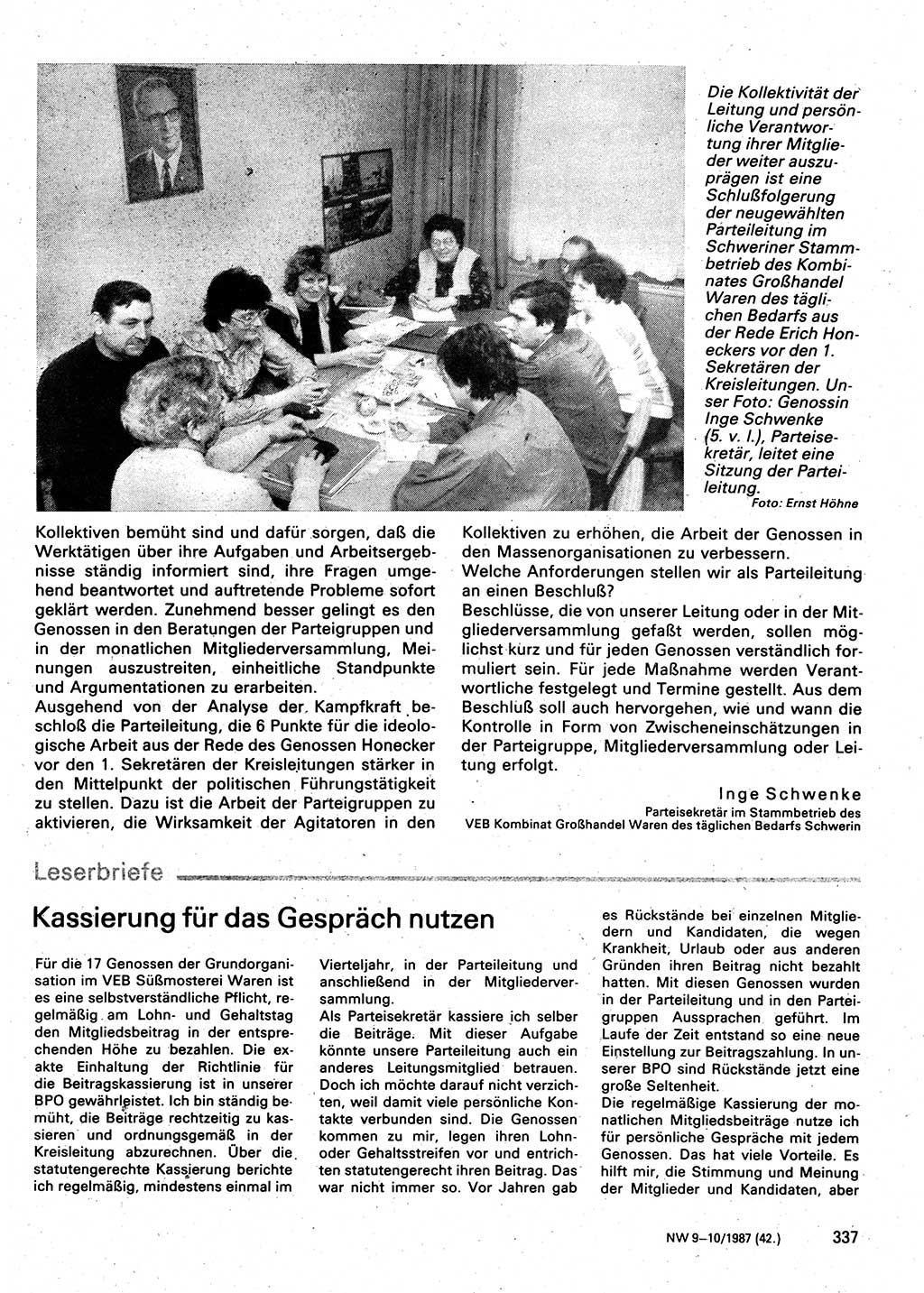 Neuer Weg (NW), Organ des Zentralkomitees (ZK) der SED (Sozialistische Einheitspartei Deutschlands) für Fragen des Parteilebens, 42. Jahrgang [Deutsche Demokratische Republik (DDR)] 1987, Seite 337 (NW ZK SED DDR 1987, S. 337)