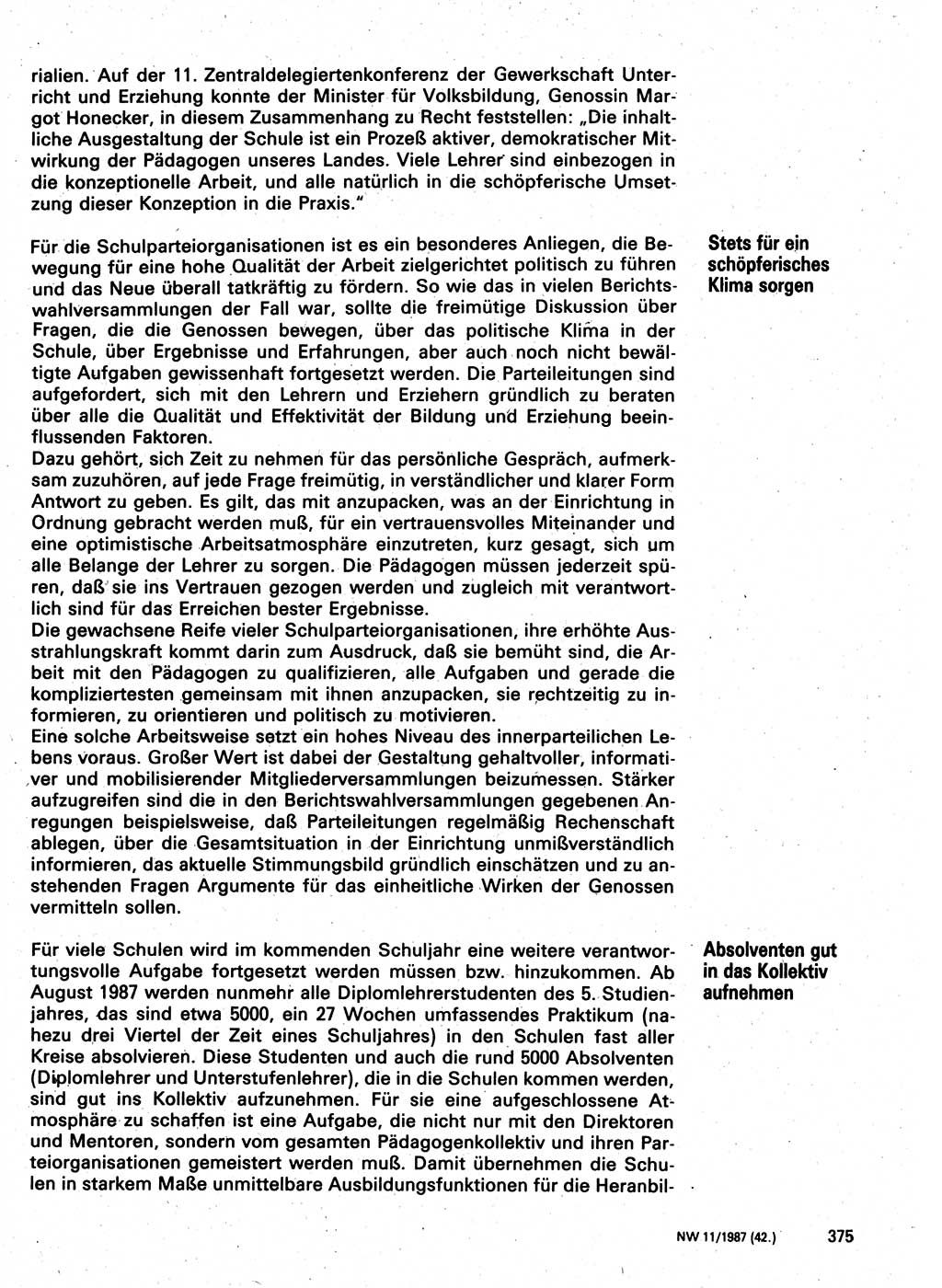 Neuer Weg (NW), Organ des Zentralkomitees (ZK) der SED (Sozialistische Einheitspartei Deutschlands) für Fragen des Parteilebens, 42. Jahrgang [Deutsche Demokratische Republik (DDR)] 1987, Seite 375 (NW ZK SED DDR 1987, S. 375)