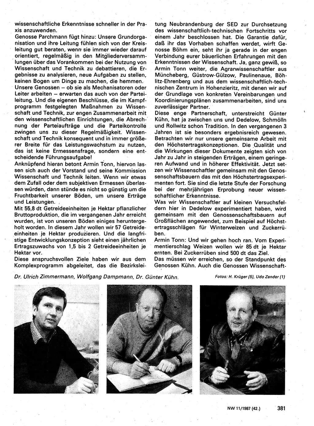 Neuer Weg (NW), Organ des Zentralkomitees (ZK) der SED (Sozialistische Einheitspartei Deutschlands) für Fragen des Parteilebens, 42. Jahrgang [Deutsche Demokratische Republik (DDR)] 1987, Seite 381 (NW ZK SED DDR 1987, S. 381)