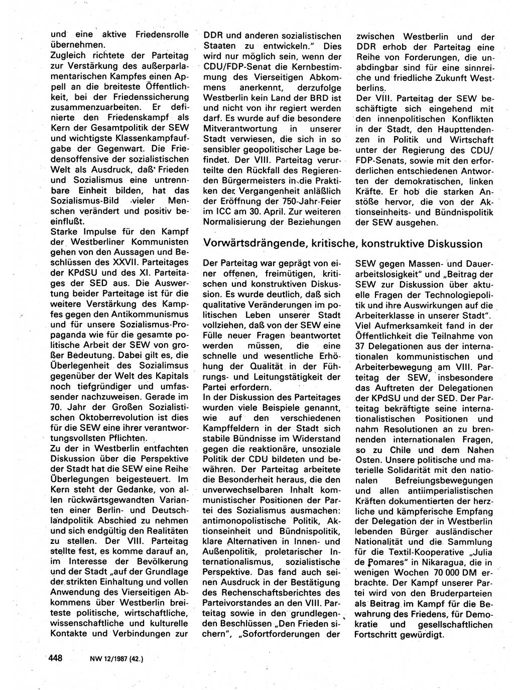 Neuer Weg (NW), Organ des Zentralkomitees (ZK) der SED (Sozialistische Einheitspartei Deutschlands) für Fragen des Parteilebens, 42. Jahrgang [Deutsche Demokratische Republik (DDR)] 1987, Seite 417 (NW ZK SED DDR 1987, S. 417)