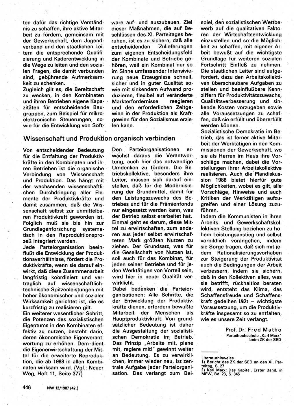 Neuer Weg (NW), Organ des Zentralkomitees (ZK) der SED (Sozialistische Einheitspartei Deutschlands) für Fragen des Parteilebens, 42. Jahrgang [Deutsche Demokratische Republik (DDR)] 1987, Seite 419 (NW ZK SED DDR 1987, S. 419)