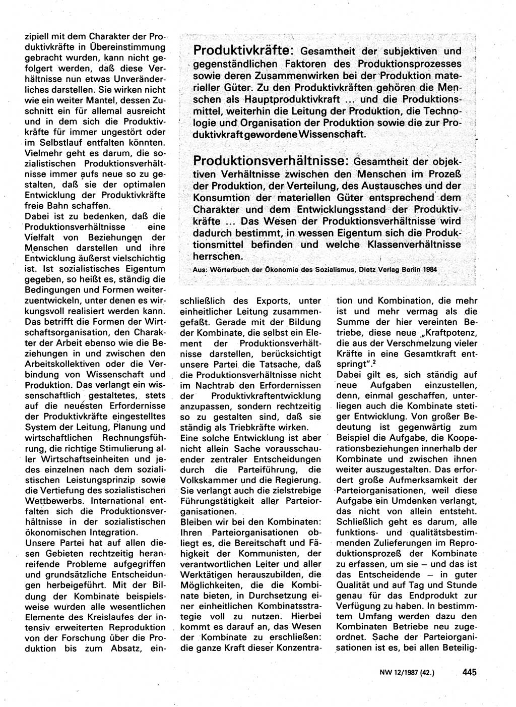 Neuer Weg (NW), Organ des Zentralkomitees (ZK) der SED (Sozialistische Einheitspartei Deutschlands) für Fragen des Parteilebens, 42. Jahrgang [Deutsche Demokratische Republik (DDR)] 1987, Seite 420 (NW ZK SED DDR 1987, S. 420)