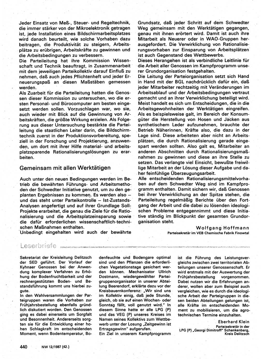 Neuer Weg (NW), Organ des Zentralkomitees (ZK) der SED (Sozialistische Einheitspartei Deutschlands) für Fragen des Parteilebens, 42. Jahrgang [Deutsche Demokratische Republik (DDR)] 1987, Seite 425 (NW ZK SED DDR 1987, S. 425)