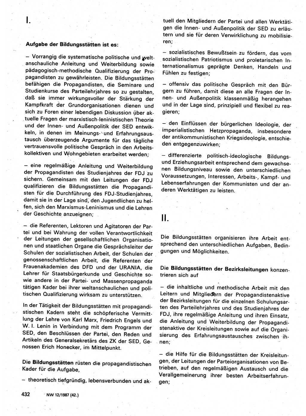 Neuer Weg (NW), Organ des Zentralkomitees (ZK) der SED (Sozialistische Einheitspartei Deutschlands) fÃ¼r Fragen des Parteilebens, 42. Jahrgang [Deutsche Demokratische Republik (DDR)] 1987, Seite 433 (NW ZK SED DDR 1987, S. 433)