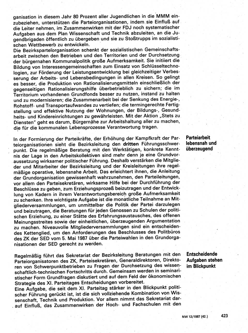 Neuer Weg (NW), Organ des Zentralkomitees (ZK) der SED (Sozialistische Einheitspartei Deutschlands) für Fragen des Parteilebens, 42. Jahrgang [Deutsche Demokratische Republik (DDR)] 1987, Seite 442 (NW ZK SED DDR 1987, S. 442)