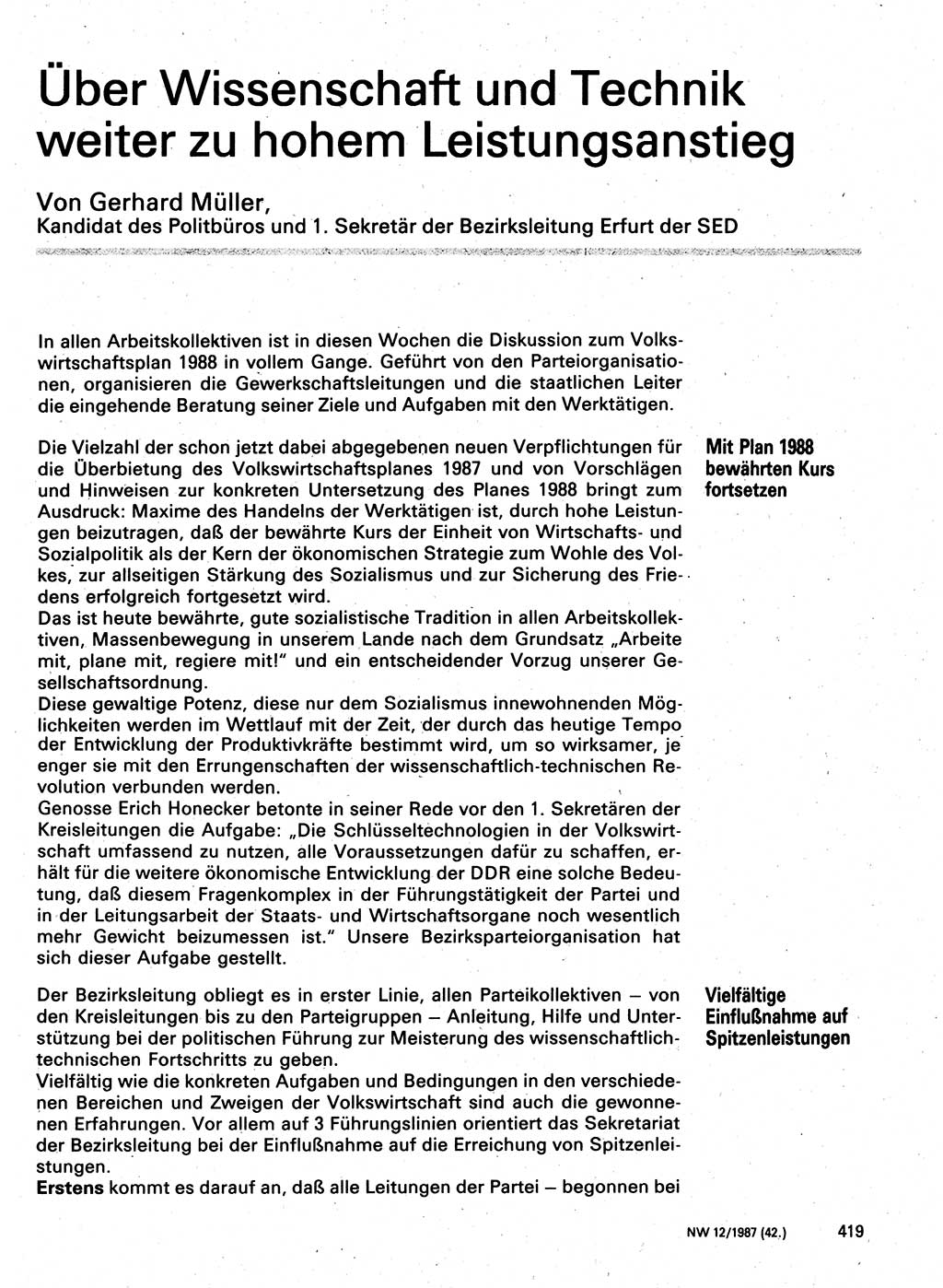 Neuer Weg (NW), Organ des Zentralkomitees (ZK) der SED (Sozialistische Einheitspartei Deutschlands) für Fragen des Parteilebens, 42. Jahrgang [Deutsche Demokratische Republik (DDR)] 1987, Seite 446 (NW ZK SED DDR 1987, S. 446)