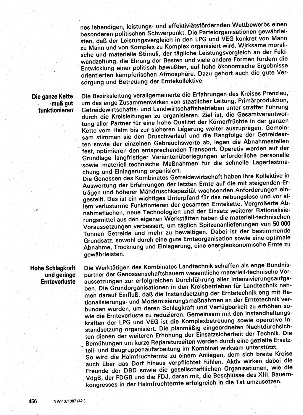 Neuer Weg (NW), Organ des Zentralkomitees (ZK) der SED (Sozialistische Einheitspartei Deutschlands) für Fragen des Parteilebens, 42. Jahrgang [Deutsche Demokratische Republik (DDR)] 1987, Seite 456 (NW ZK SED DDR 1987, S. 456)