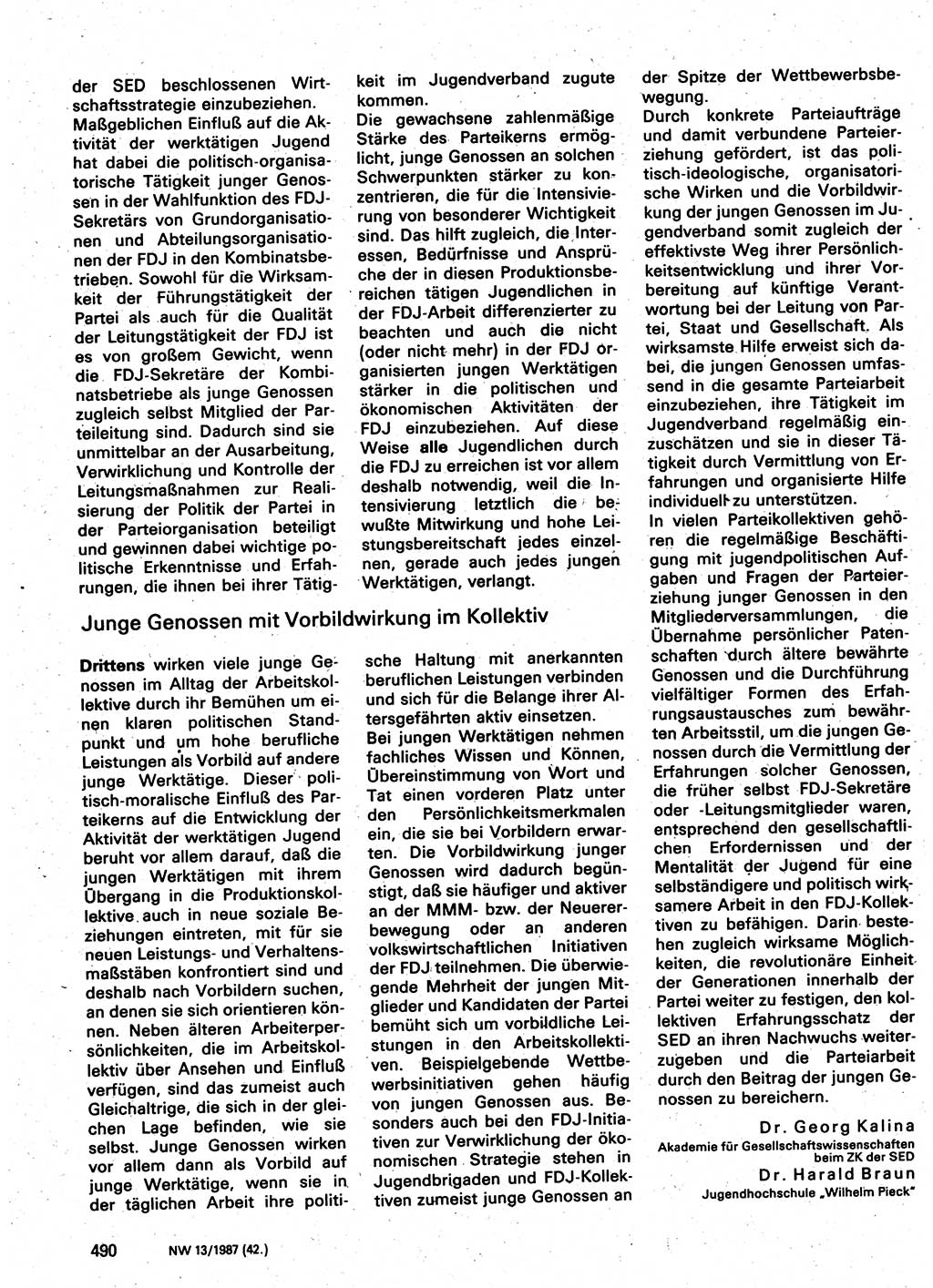 Neuer Weg (NW), Organ des Zentralkomitees (ZK) der SED (Sozialistische Einheitspartei Deutschlands) für Fragen des Parteilebens, 42. Jahrgang [Deutsche Demokratische Republik (DDR)] 1987, Seite 490 (NW ZK SED DDR 1987, S. 490)