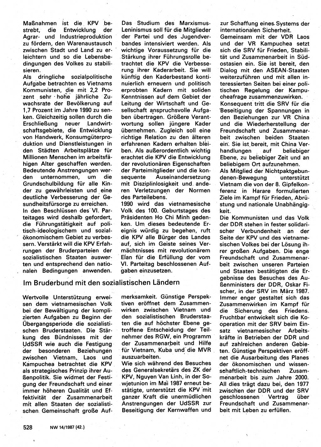 Neuer Weg (NW), Organ des Zentralkomitees (ZK) der SED (Sozialistische Einheitspartei Deutschlands) für Fragen des Parteilebens, 42. Jahrgang [Deutsche Demokratische Republik (DDR)] 1987, Seite 528 (NW ZK SED DDR 1987, S. 528)