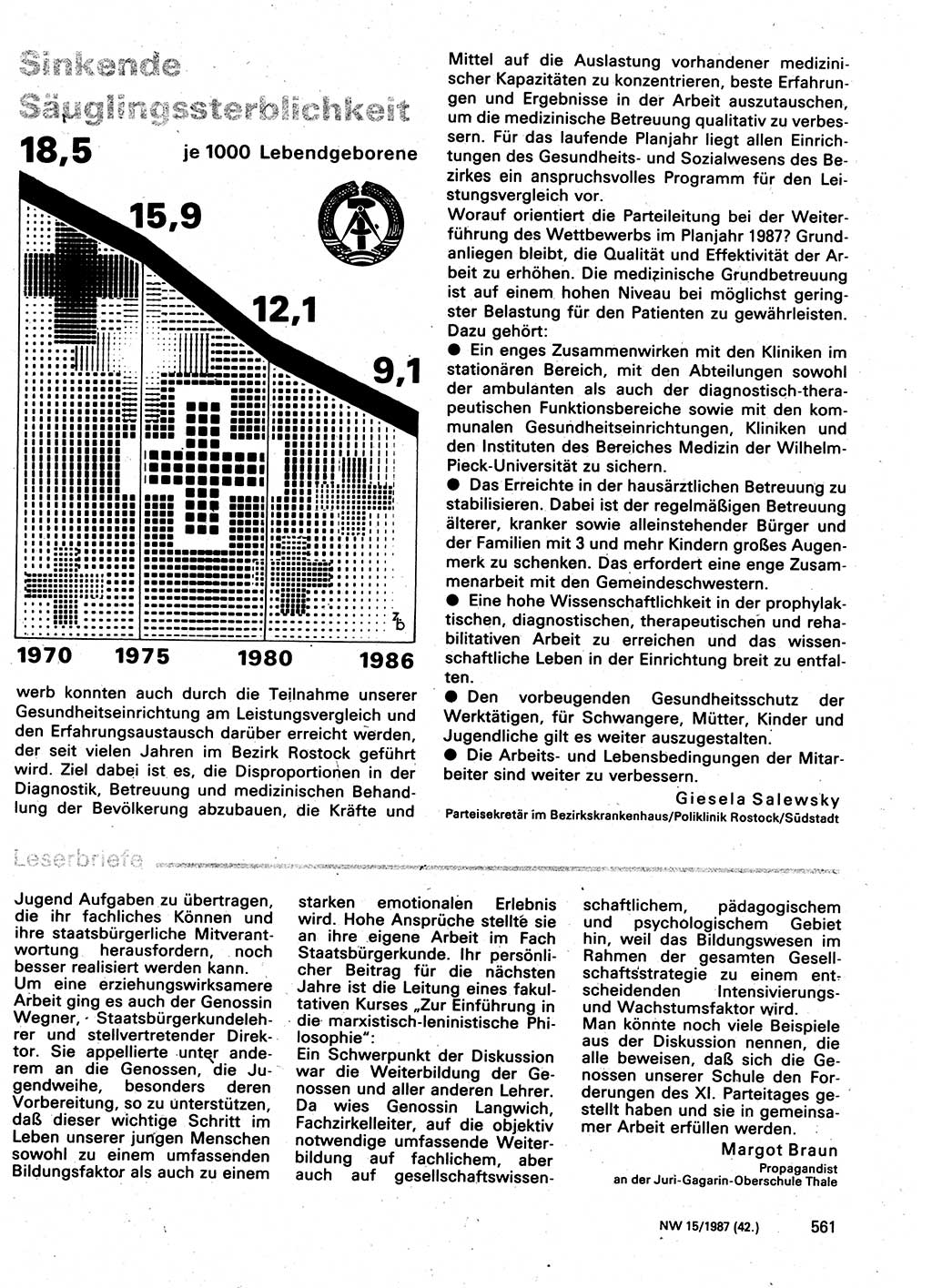 Neuer Weg (NW), Organ des Zentralkomitees (ZK) der SED (Sozialistische Einheitspartei Deutschlands) für Fragen des Parteilebens, 42. Jahrgang [Deutsche Demokratische Republik (DDR)] 1987, Seite 561 (NW ZK SED DDR 1987, S. 561)