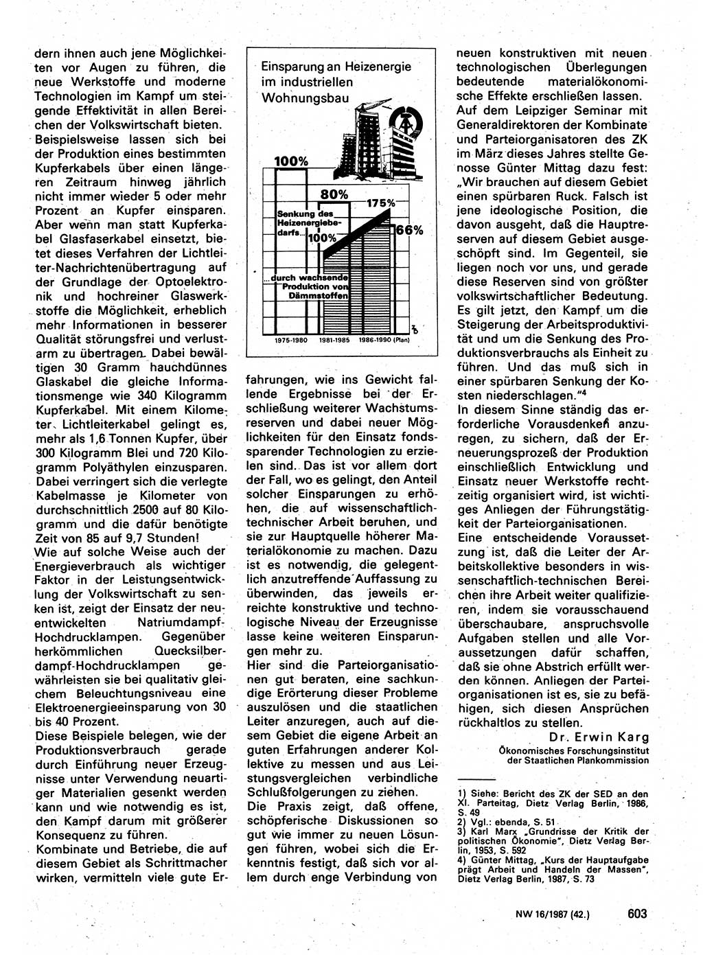 Neuer Weg (NW), Organ des Zentralkomitees (ZK) der SED (Sozialistische Einheitspartei Deutschlands) für Fragen des Parteilebens, 42. Jahrgang [Deutsche Demokratische Republik (DDR)] 1987, Seite 603 (NW ZK SED DDR 1987, S. 603)