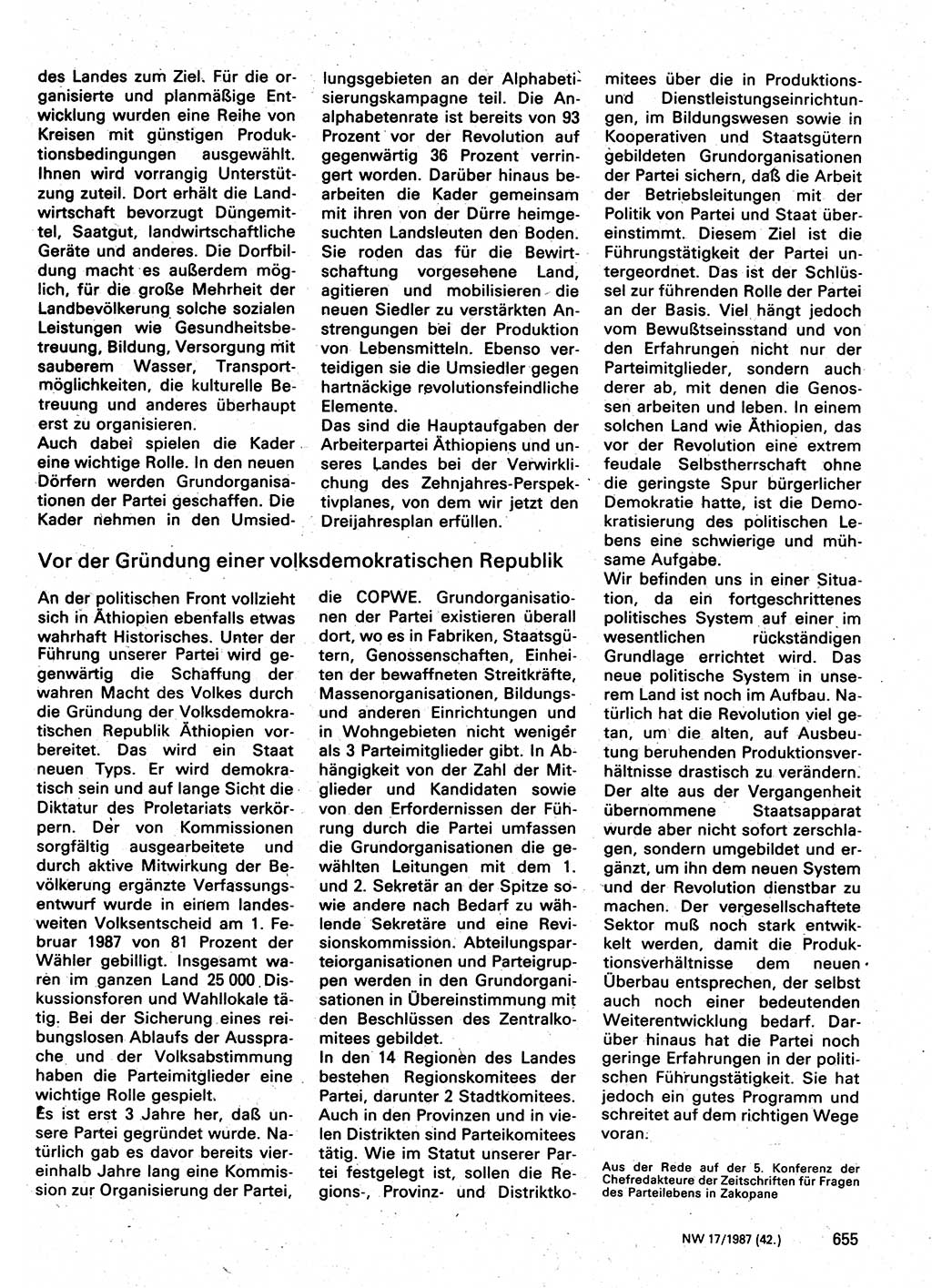 Neuer Weg (NW), Organ des Zentralkomitees (ZK) der SED (Sozialistische Einheitspartei Deutschlands) für Fragen des Parteilebens, 42. Jahrgang [Deutsche Demokratische Republik (DDR)] 1987, Seite 655 (NW ZK SED DDR 1987, S. 655)