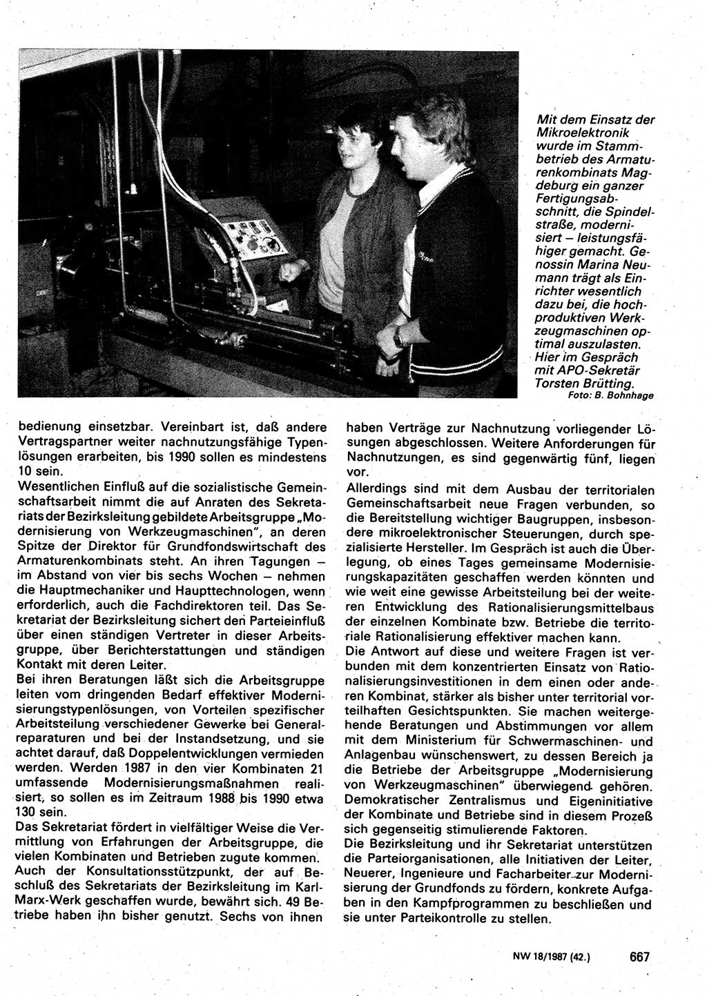 Neuer Weg (NW), Organ des Zentralkomitees (ZK) der SED (Sozialistische Einheitspartei Deutschlands) für Fragen des Parteilebens, 42. Jahrgang [Deutsche Demokratische Republik (DDR)] 1987, Seite 667 (NW ZK SED DDR 1987, S. 667)