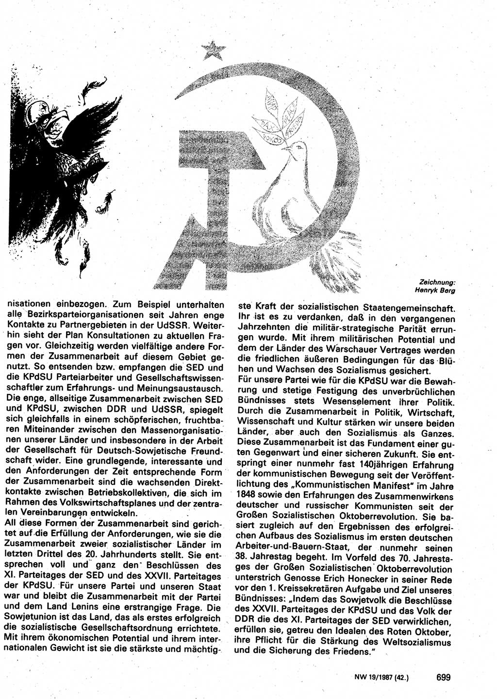 Neuer Weg (NW), Organ des Zentralkomitees (ZK) der SED (Sozialistische Einheitspartei Deutschlands) für Fragen des Parteilebens, 42. Jahrgang [Deutsche Demokratische Republik (DDR)] 1987, Seite 699 (NW ZK SED DDR 1987, S. 699)