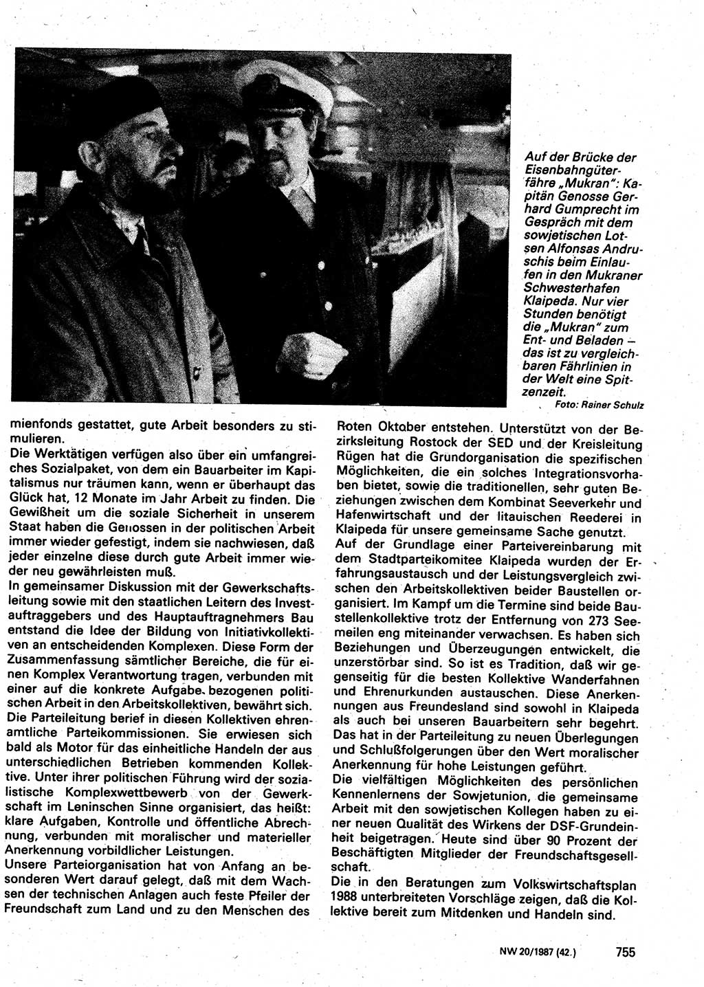 Neuer Weg (NW), Organ des Zentralkomitees (ZK) der SED (Sozialistische Einheitspartei Deutschlands) für Fragen des Parteilebens, 42. Jahrgang [Deutsche Demokratische Republik (DDR)] 1987, Seite 755 (NW ZK SED DDR 1987, S. 755)