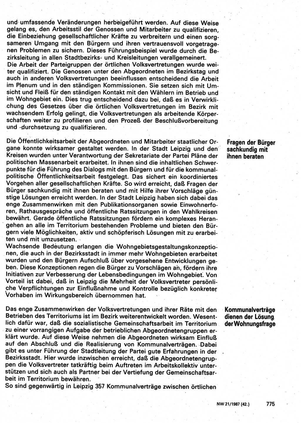 Neuer Weg (NW), Organ des Zentralkomitees (ZK) der SED (Sozialistische Einheitspartei Deutschlands) für Fragen des Parteilebens, 42. Jahrgang [Deutsche Demokratische Republik (DDR)] 1987, Seite 775 (NW ZK SED DDR 1987, S. 775)