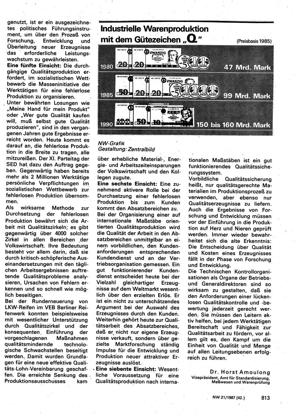 Neuer Weg (NW), Organ des Zentralkomitees (ZK) der SED (Sozialistische Einheitspartei Deutschlands) für Fragen des Parteilebens, 42. Jahrgang [Deutsche Demokratische Republik (DDR)] 1987, Seite 813 (NW ZK SED DDR 1987, S. 813)