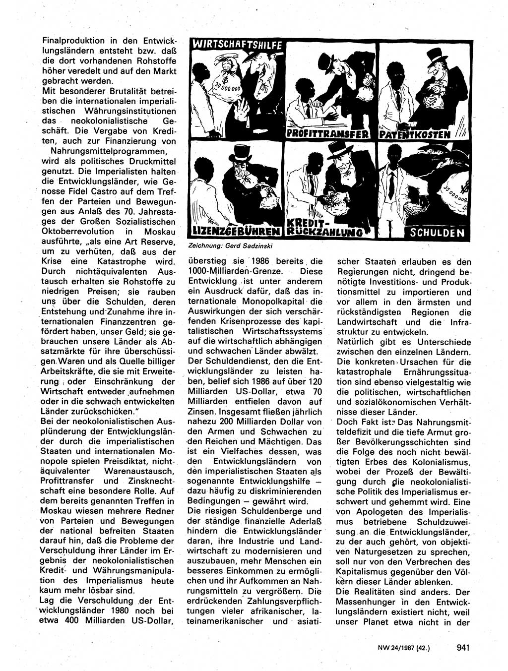 Neuer Weg (NW), Organ des Zentralkomitees (ZK) der SED (Sozialistische Einheitspartei Deutschlands) für Fragen des Parteilebens, 42. Jahrgang [Deutsche Demokratische Republik (DDR)] 1987, Seite 941 (NW ZK SED DDR 1987, S. 941)