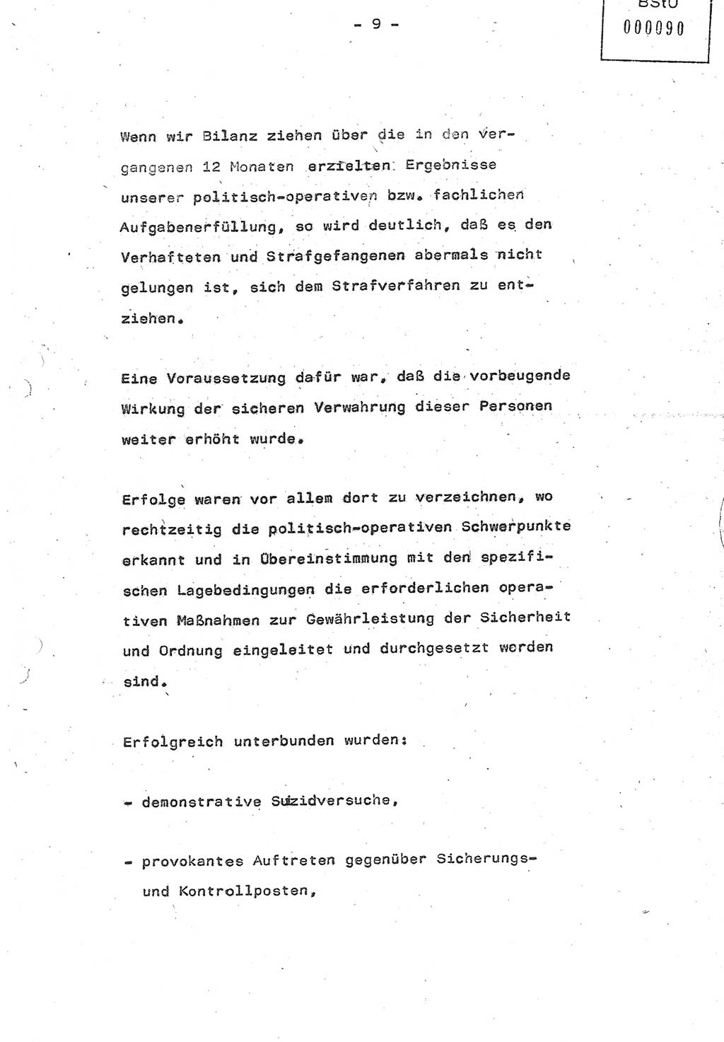 Referat (Oberst Siegfried Rataizick) auf der Dienstberatung mit den Leitern der Abteilungen der Abteilung ⅩⅣ des MfS [Ministerium für Staatssicherheit] Berlin und den Leitern der Abteilungen ⅩⅣ der Bezirksverwaltungen (BV) am 3.12.1987, Ministerium für Staatssicherheit [Deutsche Demokratische Republik (DDR)], Abteilung (Abt.) XIV, Berlin, 28.11.1987, Seite 9 (Ref. Di.-Ber. Ltr. Abt. ⅩⅣ MfS DDR 1987, S. 9)