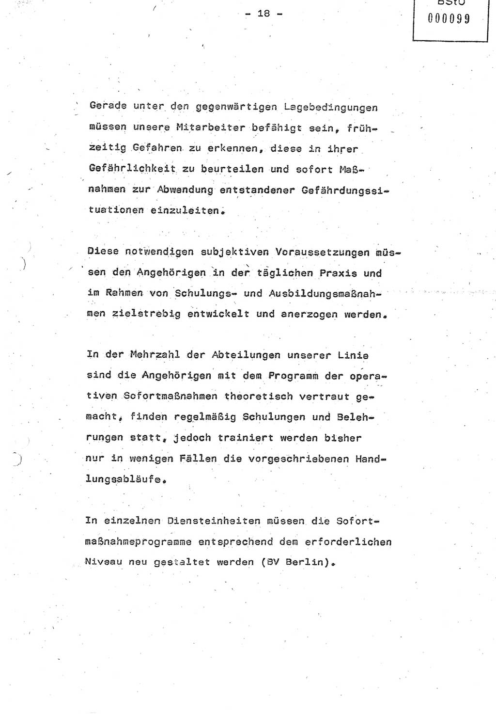Referat (Oberst Siegfried Rataizick) auf der Dienstberatung mit den Leitern der Abteilungen der Abteilung ⅩⅣ des MfS [Ministerium für Staatssicherheit] Berlin und den Leitern der Abteilungen ⅩⅣ der Bezirksverwaltungen (BV) am 3.12.1987, Ministerium für Staatssicherheit [Deutsche Demokratische Republik (DDR)], Abteilung (Abt.) XIV, Berlin, 28.11.1987, Seite 18 (Ref. Di.-Ber. Ltr. Abt. ⅩⅣ MfS DDR 1987, S. 18)