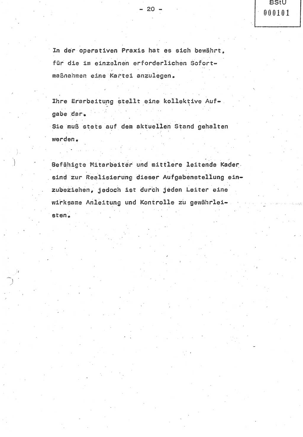 Referat (Oberst Siegfried Rataizick) auf der Dienstberatung mit den Leitern der Abteilungen der Abteilung ⅩⅣ des MfS [Ministerium für Staatssicherheit] Berlin und den Leitern der Abteilungen ⅩⅣ der Bezirksverwaltungen (BV) am 3.12.1987, Ministerium für Staatssicherheit [Deutsche Demokratische Republik (DDR)], Abteilung (Abt.) XIV, Berlin, 28.11.1987, Seite 20 (Ref. Di.-Ber. Ltr. Abt. ⅩⅣ MfS DDR 1987, S. 20)