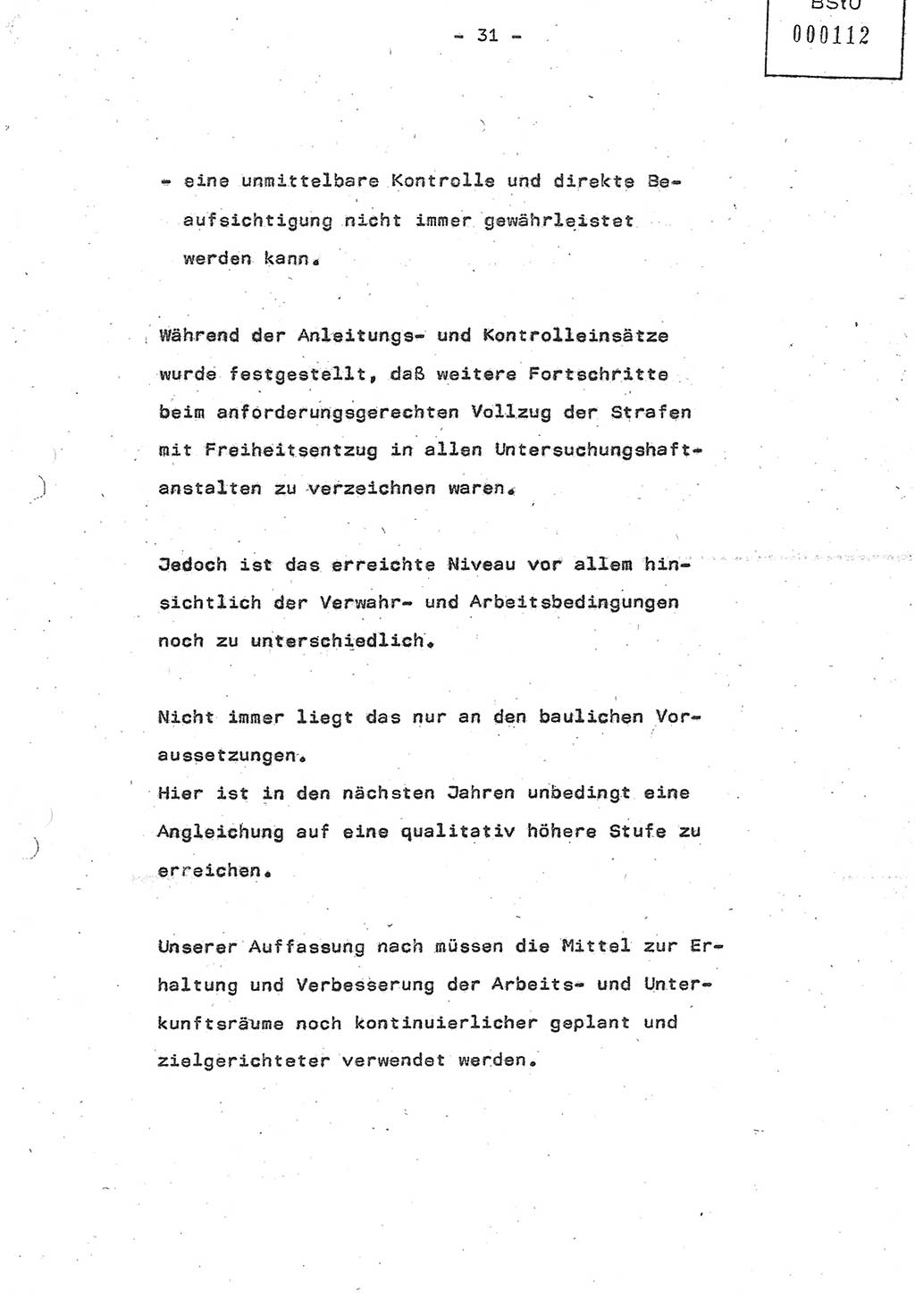 Referat (Oberst Siegfried Rataizick) auf der Dienstberatung mit den Leitern der Abteilungen der Abteilung ⅩⅣ des MfS [Ministerium für Staatssicherheit] Berlin und den Leitern der Abteilungen ⅩⅣ der Bezirksverwaltungen (BV) am 3.12.1987, Ministerium für Staatssicherheit [Deutsche Demokratische Republik (DDR)], Abteilung (Abt.) XIV, Berlin, 28.11.1987, Seite 31 (Ref. Di.-Ber. Ltr. Abt. ⅩⅣ MfS DDR 1987, S. 31)
