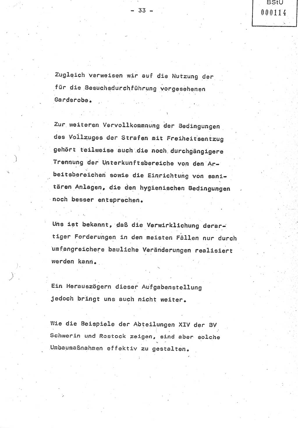 Referat (Oberst Siegfried Rataizick) auf der Dienstberatung mit den Leitern der Abteilungen der Abteilung ⅩⅣ des MfS [Ministerium für Staatssicherheit] Berlin und den Leitern der Abteilungen ⅩⅣ der Bezirksverwaltungen (BV) am 3.12.1987, Ministerium für Staatssicherheit [Deutsche Demokratische Republik (DDR)], Abteilung (Abt.) XIV, Berlin, 28.11.1987, Seite 33 (Ref. Di.-Ber. Ltr. Abt. ⅩⅣ MfS DDR 1987, S. 33)