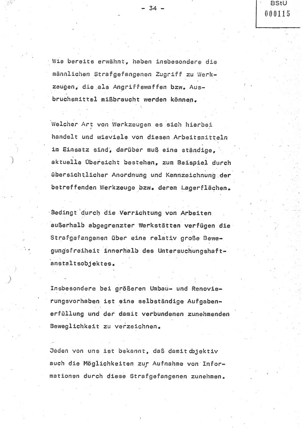 Referat (Oberst Siegfried Rataizick) auf der Dienstberatung mit den Leitern der Abteilungen der Abteilung ⅩⅣ des MfS [Ministerium für Staatssicherheit] Berlin und den Leitern der Abteilungen ⅩⅣ der Bezirksverwaltungen (BV) am 3.12.1987, Ministerium für Staatssicherheit [Deutsche Demokratische Republik (DDR)], Abteilung (Abt.) XIV, Berlin, 28.11.1987, Seite 34 (Ref. Di.-Ber. Ltr. Abt. ⅩⅣ MfS DDR 1987, S. 34)