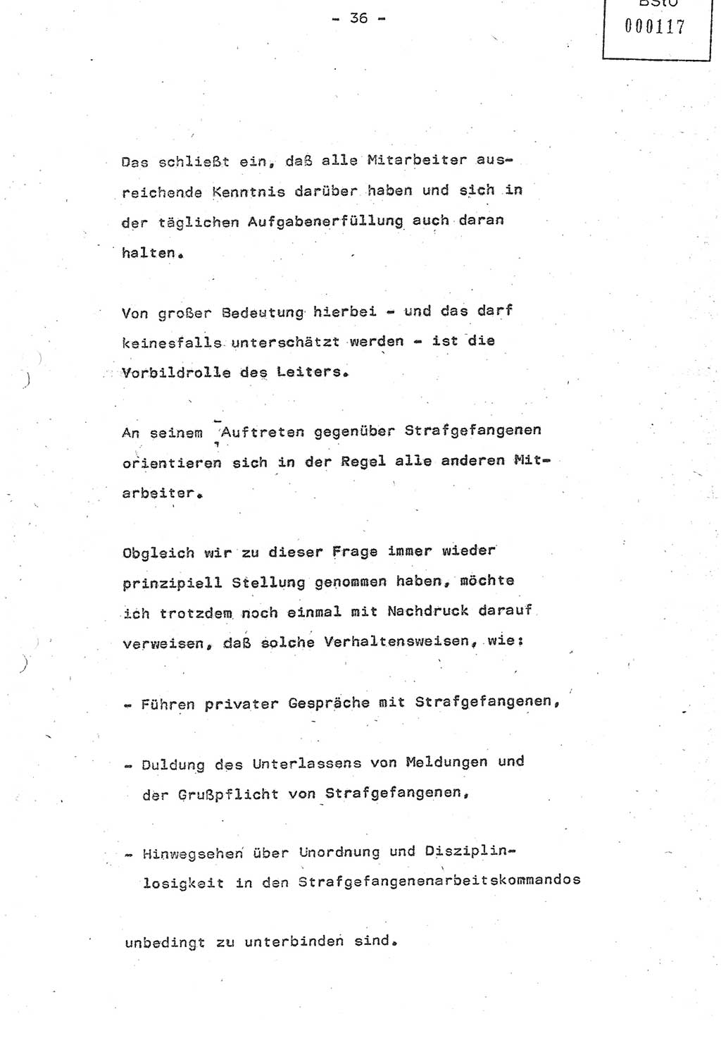 Referat (Oberst Siegfried Rataizick) auf der Dienstberatung mit den Leitern der Abteilungen der Abteilung ⅩⅣ des MfS [Ministerium für Staatssicherheit] Berlin und den Leitern der Abteilungen ⅩⅣ der Bezirksverwaltungen (BV) am 3.12.1987, Ministerium für Staatssicherheit [Deutsche Demokratische Republik (DDR)], Abteilung (Abt.) XIV, Berlin, 28.11.1987, Seite 36 (Ref. Di.-Ber. Ltr. Abt. ⅩⅣ MfS DDR 1987, S. 36)