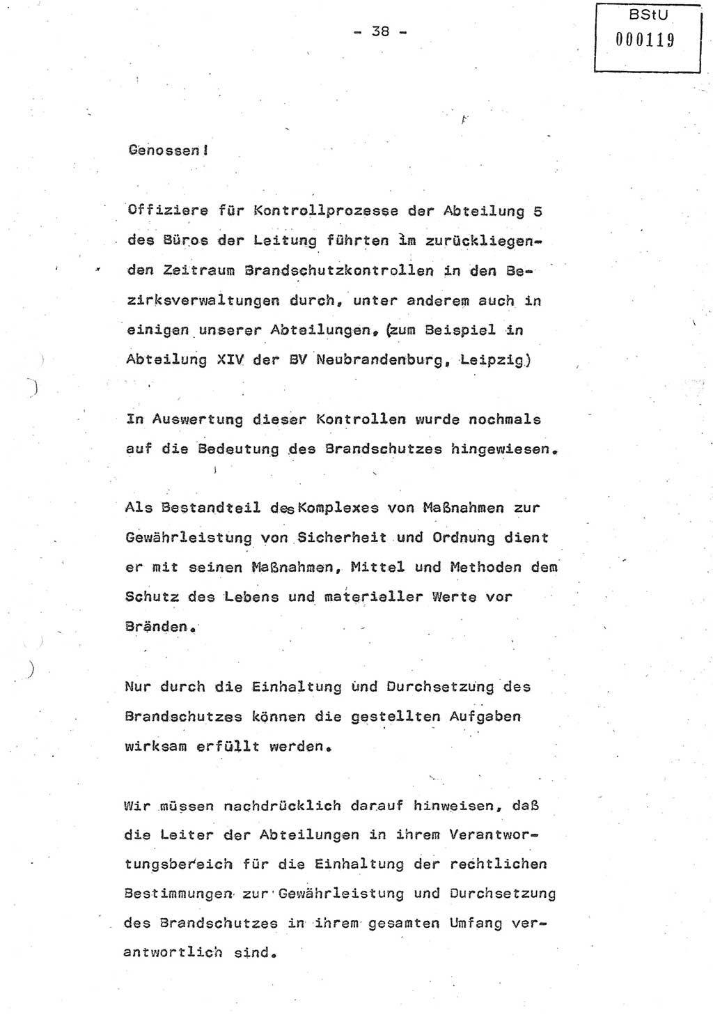 Referat (Oberst Siegfried Rataizick) auf der Dienstberatung mit den Leitern der Abteilungen der Abteilung ⅩⅣ des MfS [Ministerium für Staatssicherheit] Berlin und den Leitern der Abteilungen ⅩⅣ der Bezirksverwaltungen (BV) am 3.12.1987, Ministerium für Staatssicherheit [Deutsche Demokratische Republik (DDR)], Abteilung (Abt.) XIV, Berlin, 28.11.1987, Seite 38 (Ref. Di.-Ber. Ltr. Abt. ⅩⅣ MfS DDR 1987, S. 38)