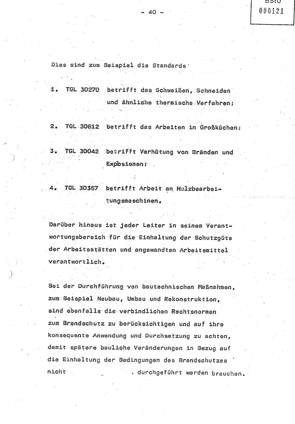 Referat (Oberst Siegfried Rataizick) auf der Dienstberatung mit den Leitern der Abteilungen der Abteilung ⅩⅣ des MfS [Ministerium für Staatssicherheit] Berlin und den Leitern der Abteilungen ⅩⅣ der Bezirksverwaltungen (BV) am 3.12.1987, Ministerium für Staatssicherheit [Deutsche Demokratische Republik (DDR)], Abteilung (Abt.) XIV, Berlin, 28.11.1987, Seite 40 (Ref. Di.-Ber. Ltr. Abt. ⅩⅣ MfS DDR 1987, S. 40)