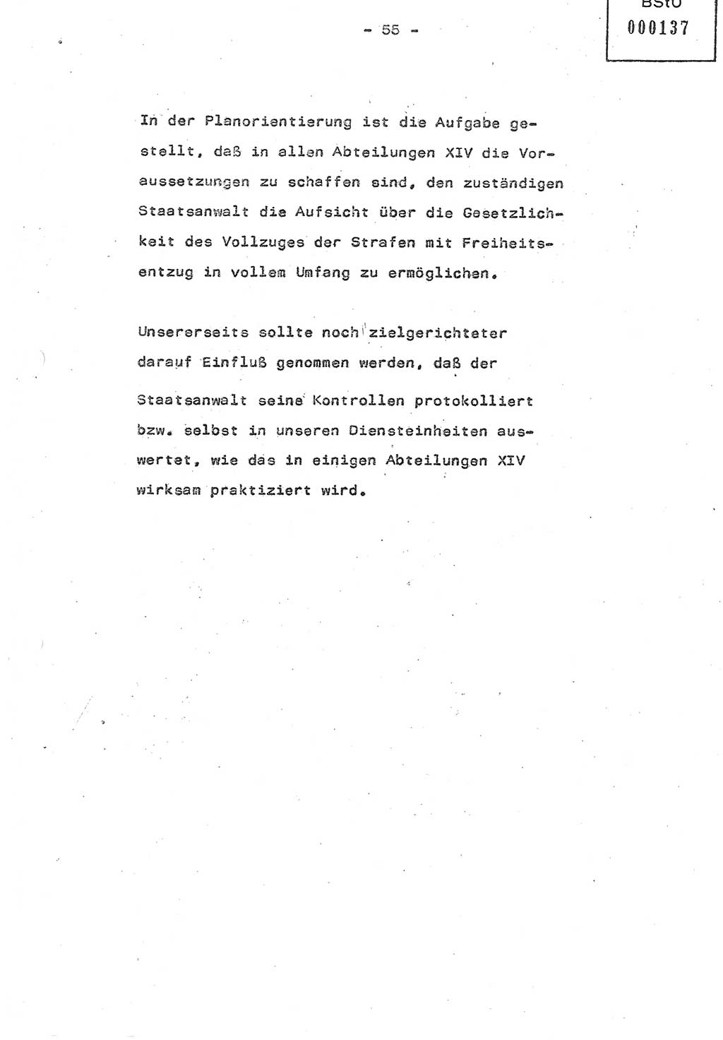 Referat (Oberst Siegfried Rataizick) auf der Dienstberatung mit den Leitern der Abteilungen der Abteilung ⅩⅣ des MfS [Ministerium für Staatssicherheit] Berlin und den Leitern der Abteilungen ⅩⅣ der Bezirksverwaltungen (BV) am 3.12.1987, Ministerium für Staatssicherheit [Deutsche Demokratische Republik (DDR)], Abteilung (Abt.) XIV, Berlin, 28.11.1987, Seite 55 (Ref. Di.-Ber. Ltr. Abt. ⅩⅣ MfS DDR 1987, S. 55)