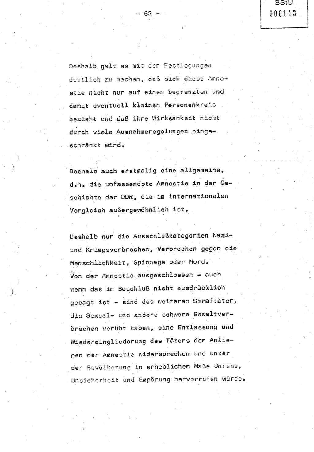 Referat (Oberst Siegfried Rataizick) auf der Dienstberatung mit den Leitern der Abteilungen der Abteilung ⅩⅣ des MfS [Ministerium für Staatssicherheit] Berlin und den Leitern der Abteilungen ⅩⅣ der Bezirksverwaltungen (BV) am 3.12.1987, Ministerium für Staatssicherheit [Deutsche Demokratische Republik (DDR)], Abteilung (Abt.) XIV, Berlin, 28.11.1987, Seite 62 (Ref. Di.-Ber. Ltr. Abt. ⅩⅣ MfS DDR 1987, S. 62)