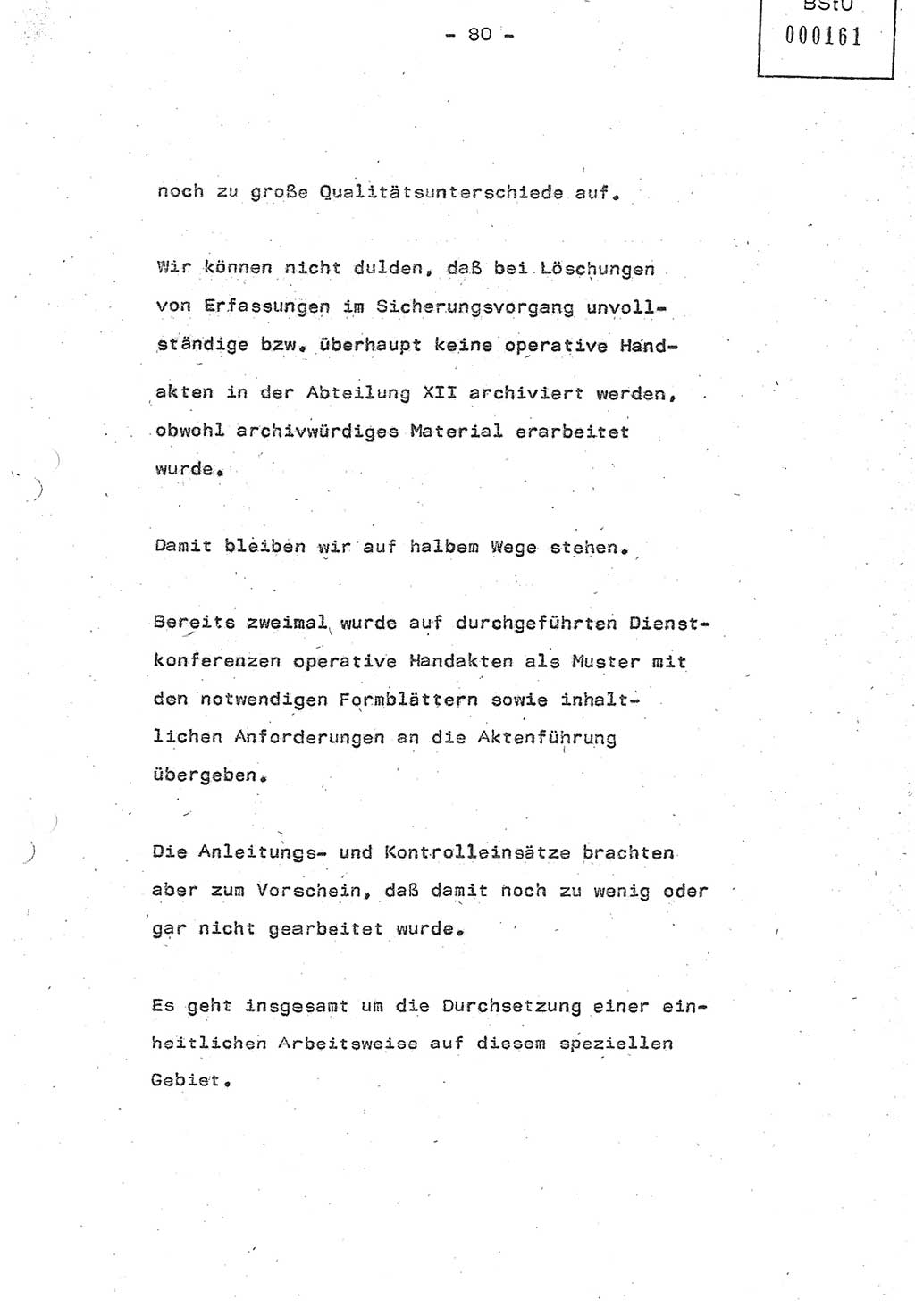 Referat (Oberst Siegfried Rataizick) auf der Dienstberatung mit den Leitern der Abteilungen der Abteilung ⅩⅣ des MfS [Ministerium für Staatssicherheit] Berlin und den Leitern der Abteilungen ⅩⅣ der Bezirksverwaltungen (BV) am 3.12.1987, Ministerium für Staatssicherheit [Deutsche Demokratische Republik (DDR)], Abteilung (Abt.) XIV, Berlin, 28.11.1987, Seite 80 (Ref. Di.-Ber. Ltr. Abt. ⅩⅣ MfS DDR 1987, S. 80)