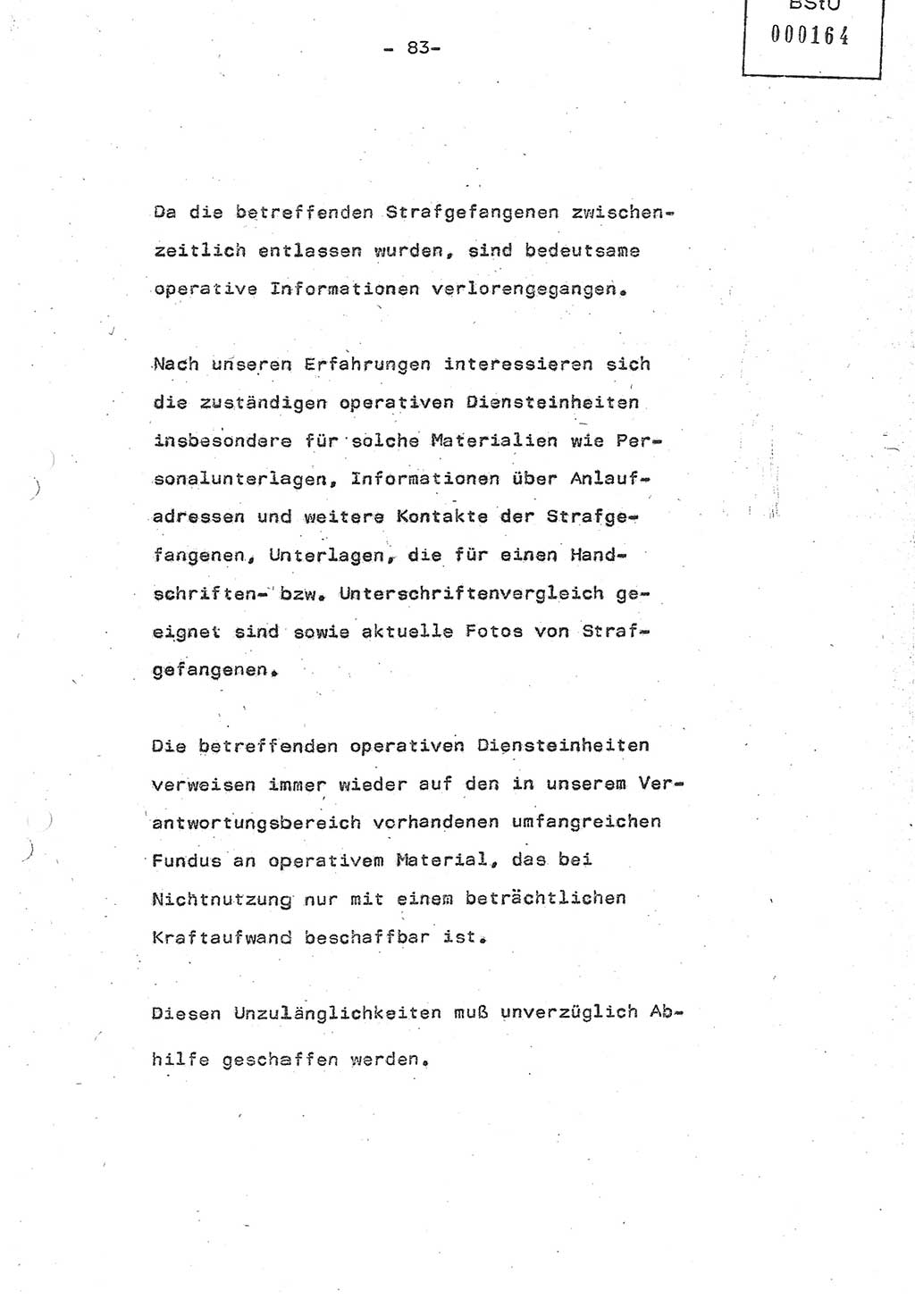 Referat (Oberst Siegfried Rataizick) auf der Dienstberatung mit den Leitern der Abteilungen der Abteilung ⅩⅣ des MfS [Ministerium für Staatssicherheit] Berlin und den Leitern der Abteilungen ⅩⅣ der Bezirksverwaltungen (BV) am 3.12.1987, Ministerium für Staatssicherheit [Deutsche Demokratische Republik (DDR)], Abteilung (Abt.) XIV, Berlin, 28.11.1987, Seite 83 (Ref. Di.-Ber. Ltr. Abt. ⅩⅣ MfS DDR 1987, S. 83)