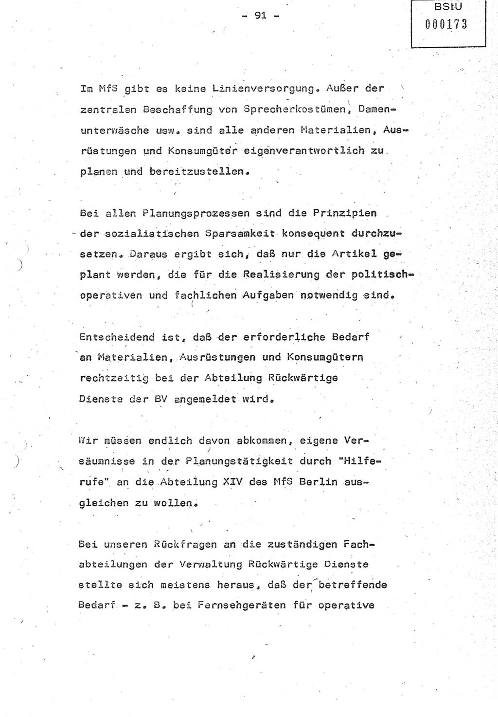 Referat (Oberst Siegfried Rataizick) auf der Dienstberatung mit den Leitern der Abteilungen der Abteilung ⅩⅣ des MfS [Ministerium für Staatssicherheit] Berlin und den Leitern der Abteilungen ⅩⅣ der Bezirksverwaltungen (BV) am 3.12.1987, Ministerium für Staatssicherheit [Deutsche Demokratische Republik (DDR)], Abteilung (Abt.) XIV, Berlin, 28.11.1987, Seite 91 (Ref. Di.-Ber. Ltr. Abt. ⅩⅣ MfS DDR 1987, S. 91)