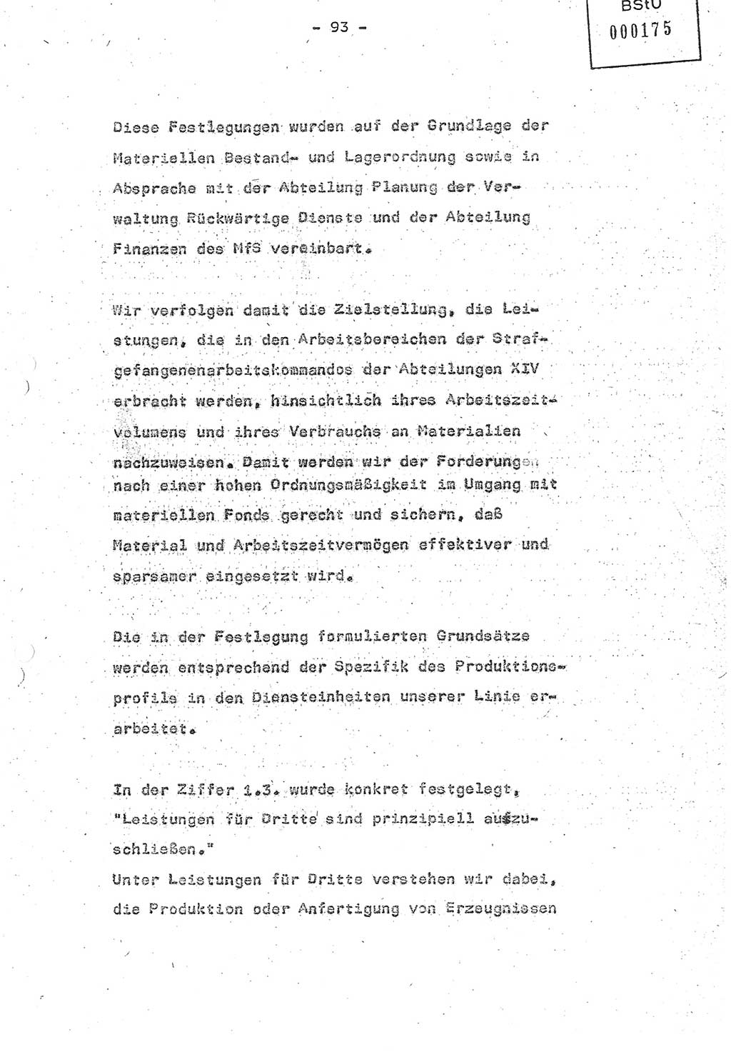 Referat (Oberst Siegfried Rataizick) auf der Dienstberatung mit den Leitern der Abteilungen der Abteilung ⅩⅣ des MfS [Ministerium für Staatssicherheit] Berlin und den Leitern der Abteilungen ⅩⅣ der Bezirksverwaltungen (BV) am 3.12.1987, Ministerium für Staatssicherheit [Deutsche Demokratische Republik (DDR)], Abteilung (Abt.) XIV, Berlin, 28.11.1987, Seite 93 (Ref. Di.-Ber. Ltr. Abt. ⅩⅣ MfS DDR 1987, S. 93)